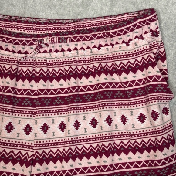 MUK LUKS Fair Isle Geometric Print Pajama Set-Pink/Burgundy-Women Size 2X - Picture 5 of 8